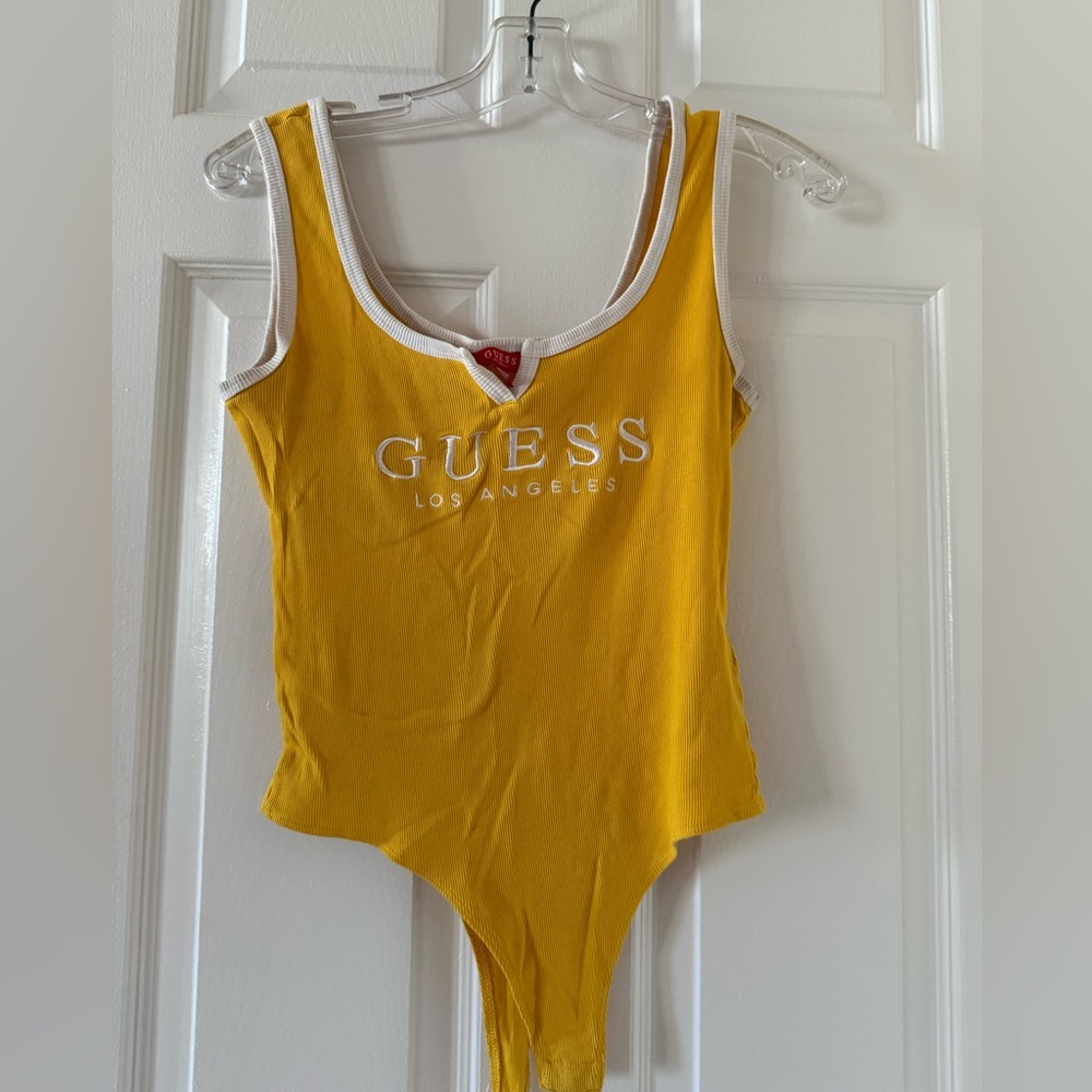 T200- Guess Yellow Bodysuit with White Trim